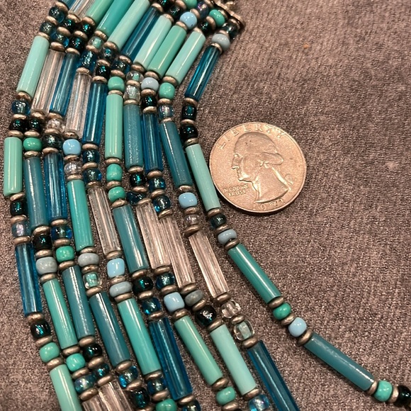 Vintage 10 Stand Czech Glass Bead Statement Necklace - Picture 7 of 7